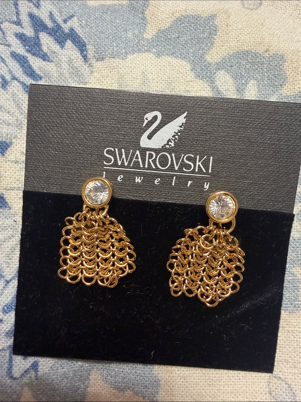 Swarovski Gold Crystal Tassel Drop Earrings